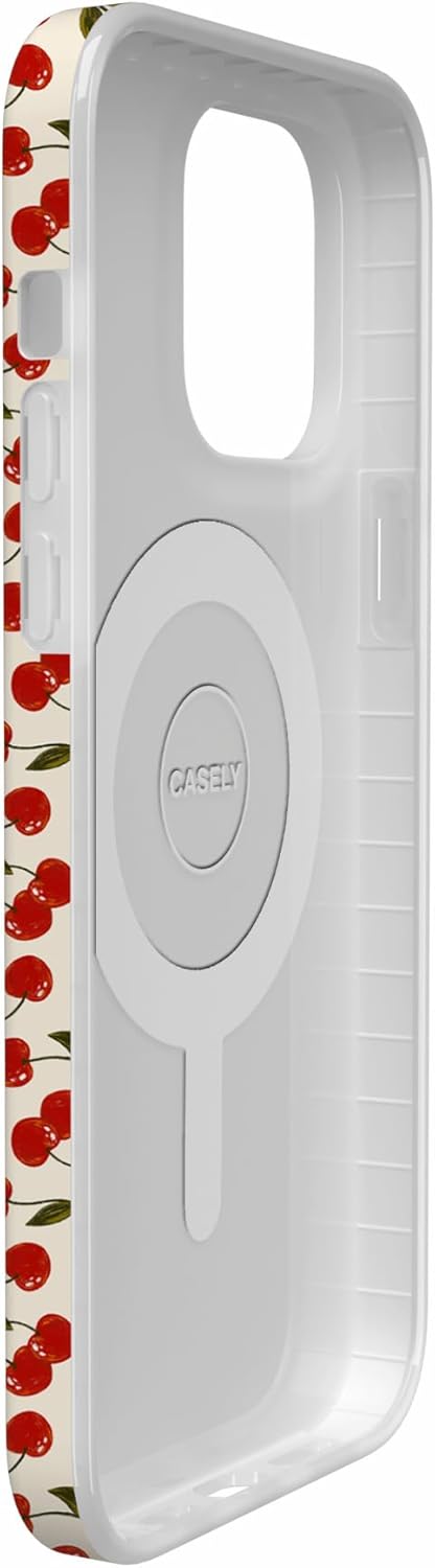 Casely iPhone 14 Pro Case | Cherry on Top | Red Cherries | Compatible with MagSafe | Classic Ultra Slim Design