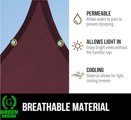 Image of HDPE Fabric Self Fold with SS Eyelet Sun Shade Sails 85-90% Protection from Sun & UV Rays Ideal for CarParking,Outdoor Garden,Balcony,Tent(Burgundy Color, 14 X 23 Feet) Pack of 1 Pc