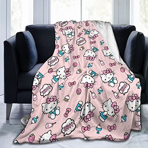 Cartoon Cute Cat Pattern Blanket Soft Cozy Portable Fuzzy Throw Blankets For Sofa Bed 60"X50" #TOP6