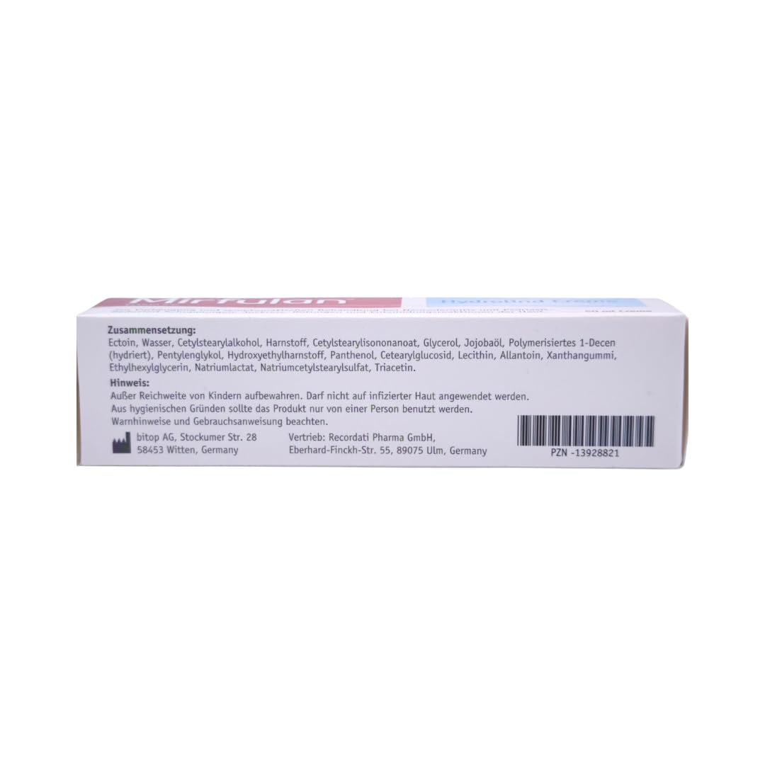 Mirfulan Hydrolind Creme 50 ml - Pflegecreme für Trockene, Schuppige & Empfindliche Haut mit 5% Ectoin & Urea - Feuchtigkeitsspendend, Schnell Einziehend, ohne Parfüm - mit Pharma Perle Duschgel (3x)