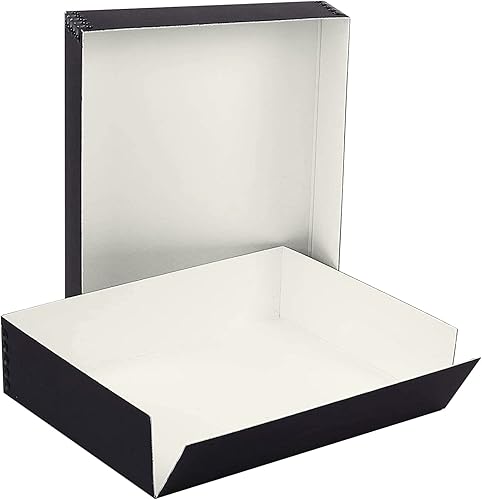 Vista 94 de Lineco, Caja de almacenamiento de archivos de museo de color tostado de 9 x 12 pulgadas, diseño frontal caído. Sin ácidos con borde de metal.