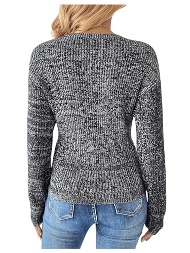 Image of SOLY HUX Women's V Neck Long Sleeve Off Shoulder Sweaters Criss Cross Wrap Ruched Pullover Fall Tops