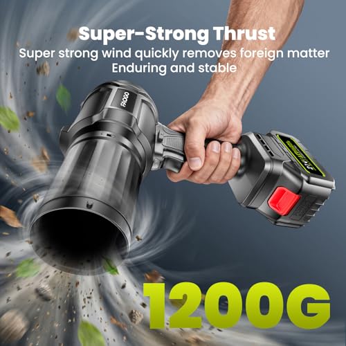 Image of Cordless Leaf Blower with 2 Batteries & Charger - 990,000 RPM Electric Handheld Blower, Lightweight for Lawn, Yard, Patio, Garden Care - Light Black