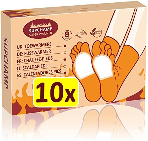 Supchamp Toe Warmers - 10 or 40 Pairs - Foot Warmers Adhesive Disposable - Heat Pads for Feet - Hand Feet Warmers for Women Men 8 Hours Safe Heat