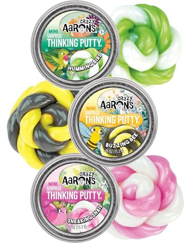 Crazy Aaron’s Putty Mini Tins Spring Sunshine Gift Set – 3 Pack (Humming Bird, Sneaking Snail & Buzzing Bee) – Sensory Fidget Toy Bundle – Soft, Stretchy, Colorful – .47oz Each – Ages 3+