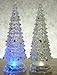 Lighted Christmas Trees - Set of 2 - Color Changing Flashing LED Acrylic Xmas Trees - Each Tree has Colorful Ornaments - Holiday Decorations - 10