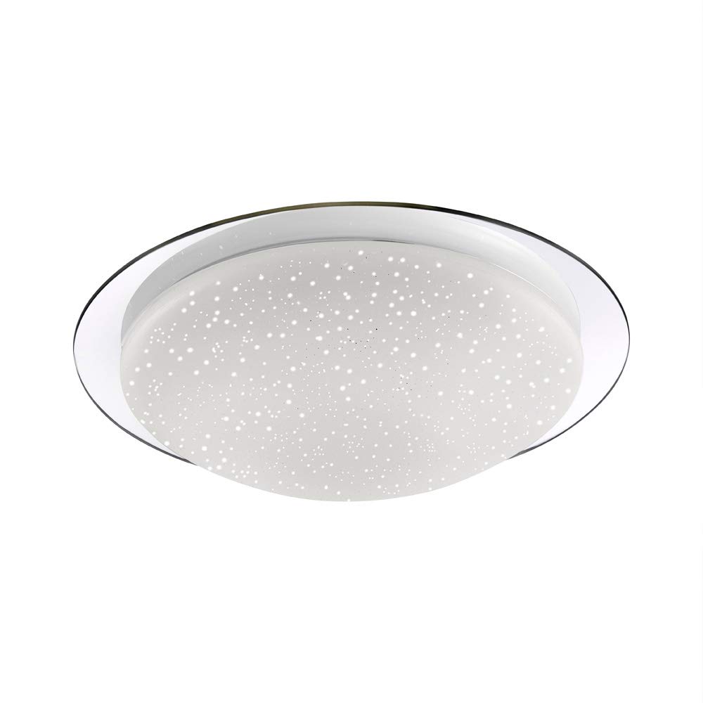 LeuchtenDirekt LED Deckenleuchte, D=38cm, Chrom, Sternenhimmel IP44 Bad | spritzwassergeschützt, Dimmbar über Wandschalter, Farbtemperatur einstellbar, Warmweiss - Kaltweiss, Badlampe