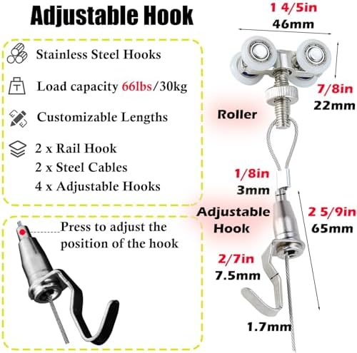 Adjustable Art Gallery Hanging System Kit, 6.6ft Ceiling & Wall Mount, 2m Rail & Cord, Perfect for Home & Hotel Decor, Durable Picture Hanging Solution