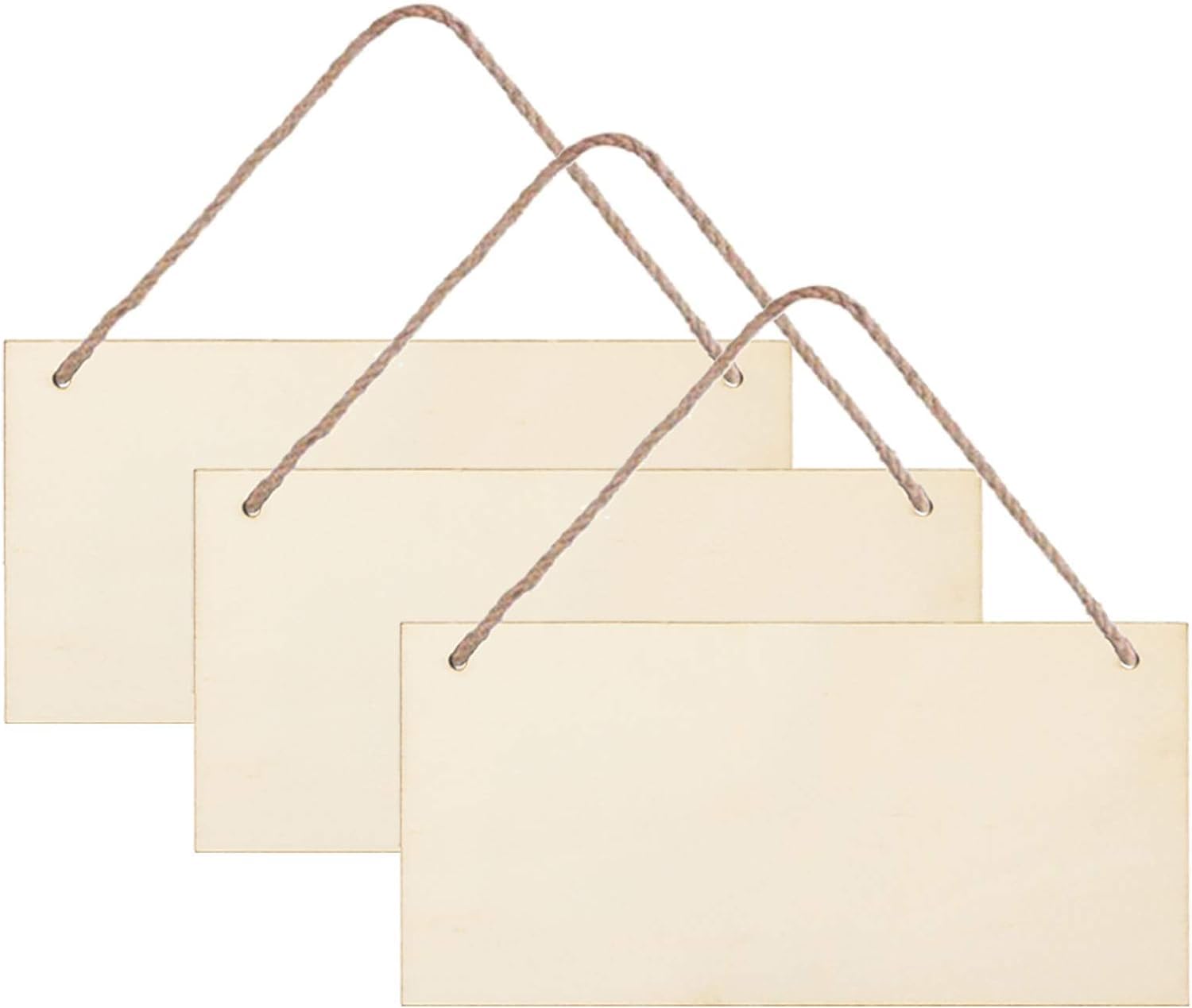 3pcs Unfinished Wood Sign Blank Rectangle Hanging Wooden Plaque DIY Craft Project Wood Sign with Rope Door Wall Art Decorative, 6x12''-image-17