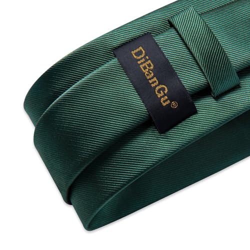 Image of DiBanGu Mens Silk Necktie Solid Color Tie and Pocket Square Cufflink Tie Clip Set Woven Plain Ties for Men Wedding Party