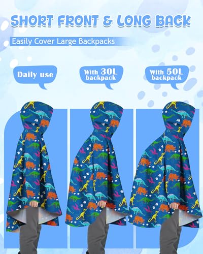 Image of OlyPegic Kids Rain Poncho with Hooded Reusable Waterproof Lightweight Ponchos Kids Boy Girl Raincoat Outwear