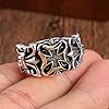 KONFEN Adjustable Rings for Men Women, Silver Cross Ring, Vintage Hip Pop Chunky Fidget Ring Toe Rings Thumb Ring Open Ring Single Ring Gift for Boys Jewellery Gifts, Green,Silver #5