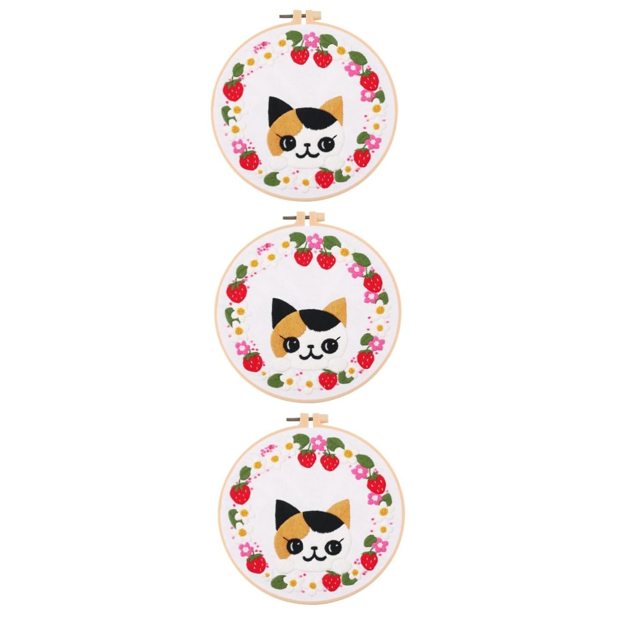 TEHAUX 3sets Ricamo Cat Embroidery Kit Per Principianti Kit Fai Da Te Per Ricamo e Punto Croce Per Decorazioni Di Interni e Hobby Creativi