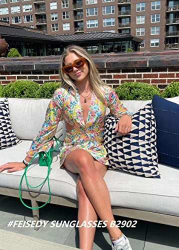 FEISEDY Women Men Retro Vintage Cat Eye Square 90s Sunglasses Jelly Colored Classic 70s Eyewear B29022