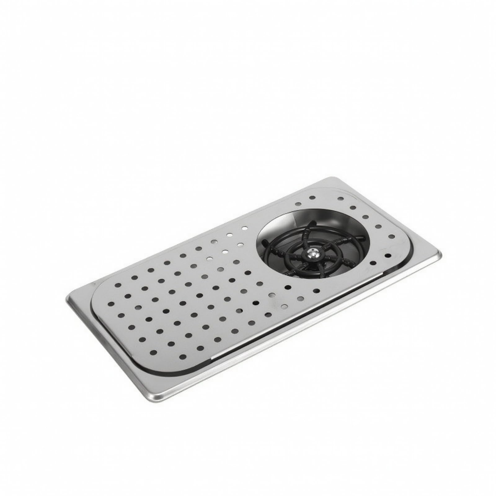 Sharplace Lavavajillas de Barra para Vasos Copas Tazas Vidrios con Rociador Fuerte Limpieza en Segundos Integración en Encimera Panel con Orificios para Drenaje, Plateado, Mediano