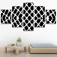 SIGNWIN 5 Panel Canvas Wall Art Mirror Patterns for Home Decorations Ready to Hang - 60