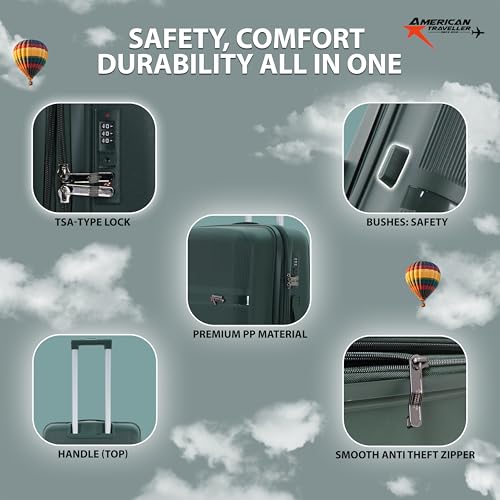 Image of Fly Luggage Trolley bag | Durable Polypropylene Hard Shell | Polypropylene, Lightweight Large Expandable Hardshell, 8 Disc Wheels, TSA Type Lock
