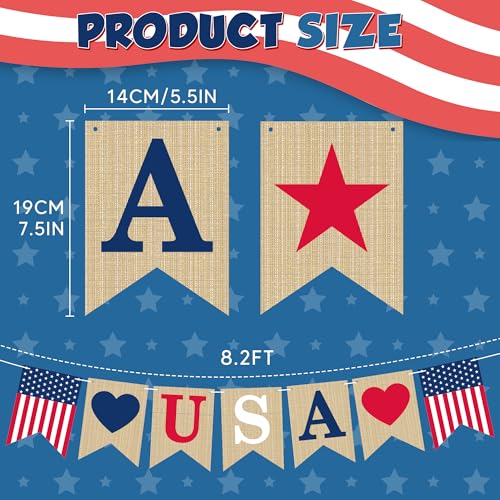 Image of OHOME 4th of July Decorations - 4th of July Banner for Memorial Day | Fourth of July Decor Indoor Outdoor Outside - July 4th Garland Accessories Party Favors Supplies Wreath for Window Wall Door