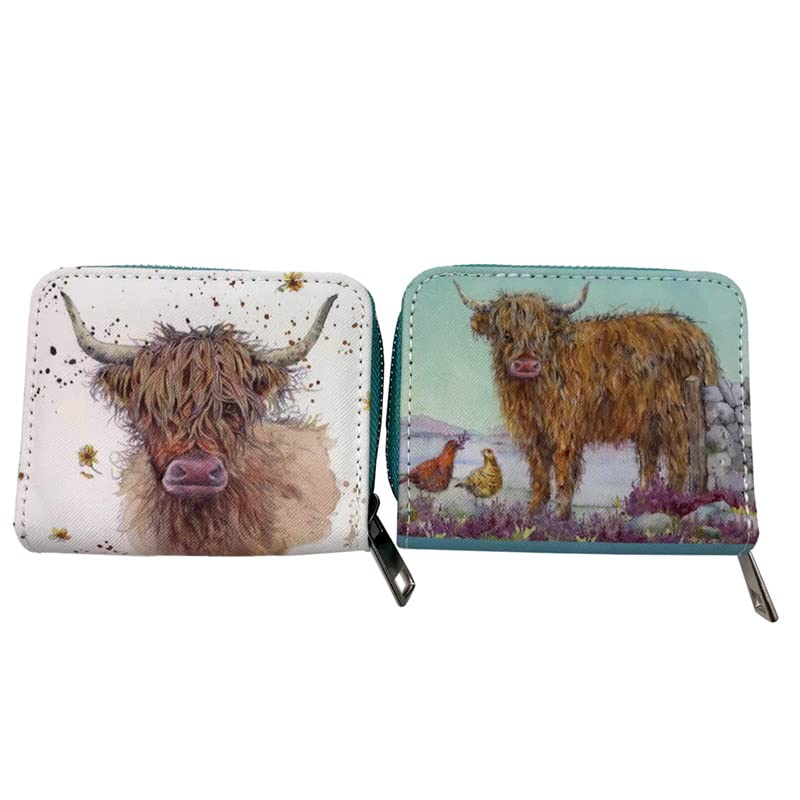 PuckatorJan Pashley Highland Coo Cow Zip Around Small Wallet Purse
