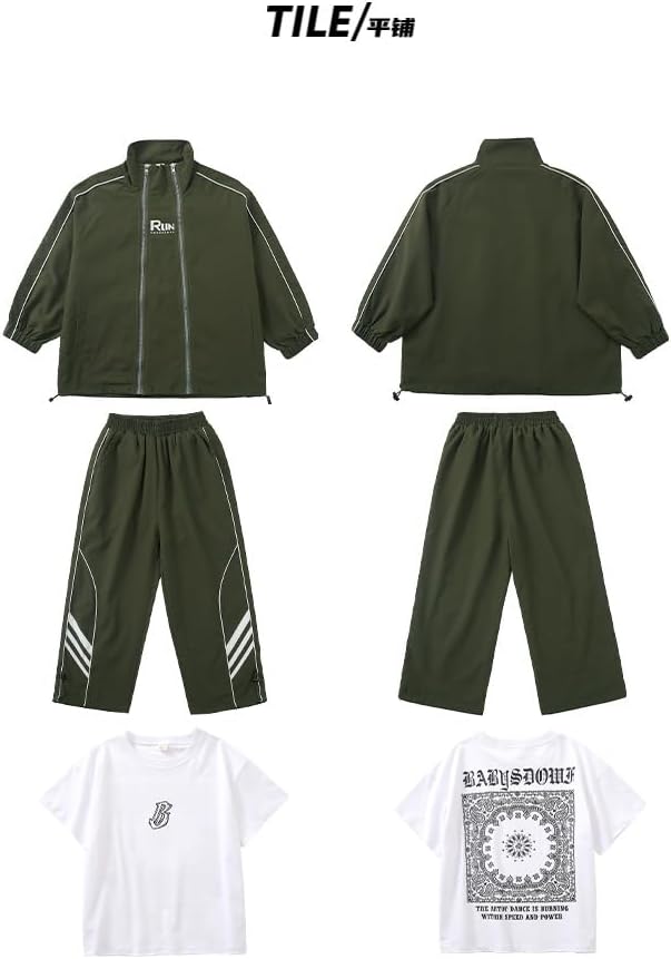 Irsutey Kids' Hip-Hop Retro Sporty Streetwear Set 3 Piece Outfit Activewear for Little Boys & Girls