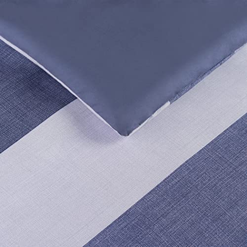 Serta Simply Clean Billy Soft 7 Piece Stripe Bed In A Bag Complete Bedding Comforter Set With Sheets And Pillow Cases For All Season, Full, Blue #TOP2