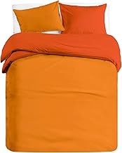 Banzaii Set Copripiumino Bicolor 100% Microfibra con Federe Double Face Matrimoniale 250x200 cm Arancio Chiaro/Arancio Scuro