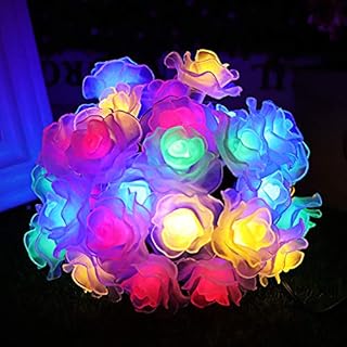 Berocia Solar String Lights Outdoor Garden Waterproof Decorative Fairy Lights 8 Modes Color Changing 30 LED for for Patio Yard Tree Lawn Party Christmas Rose (Multicolor)