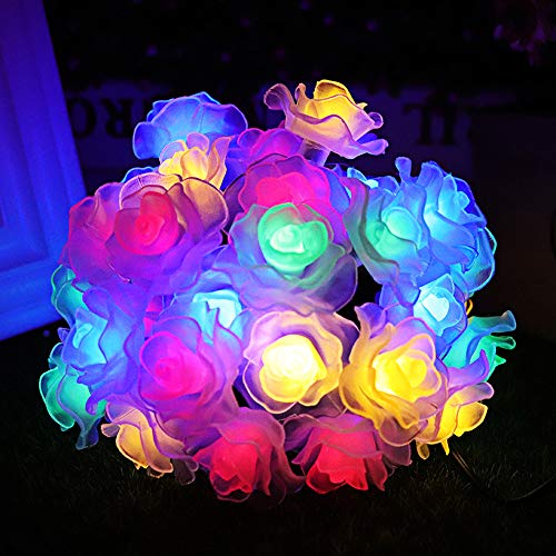 Berocia Solar String Landscape Lights 20Ft Romantic Rose Solar 30 Led Patio String Waterproof Christmas Lights Outdoor Solar Powered Lamp For Garden Yard Home Christmas Tree #TOP5