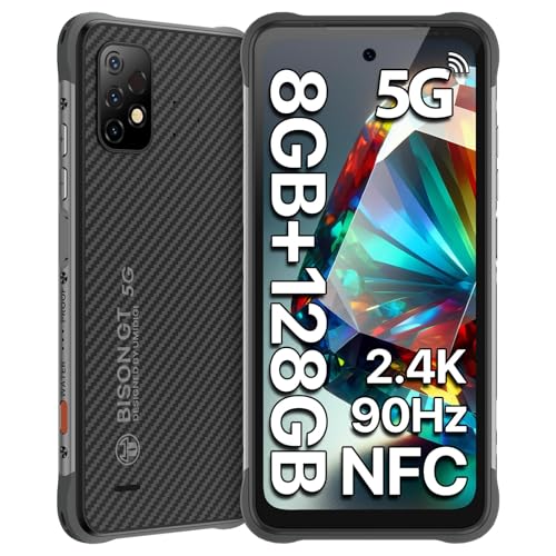 UMIDIGI Rugged Phone 5G, NFC Smartphone 2.4GHz High Speed Processor Dimensity 900,2.4K FHD+ 6.5 Screen,24MP Selfie+64MP,8+128GB Mobile Phones,5150mAh,90Hz,IP68-IP69K Waterproof,Dual SIM/GPS/4K Video