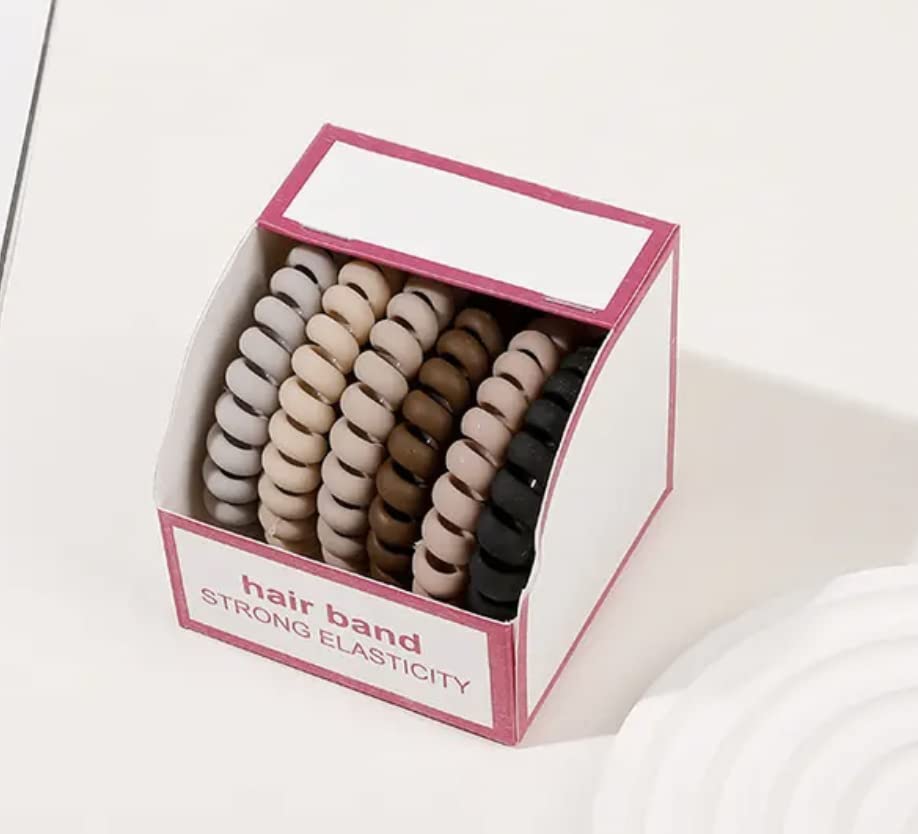 Lazos para el cabello en espiral, 6 unidades, sin pliegues, bandas para el cabello en espiral, coleteros de plástico para teléfono, bandas para el disponible en Yaxa Peru