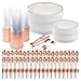 350 Piece Rose Gold Dinnerware Party Set - 50 Guest - 100 Rose Gold Rim Plastic Plates - 50 Pre-Rolled Linen-Feel Napkins with Spoons, Forks, Knives - 50 Rose Gold 10 OZ Plastic Cups