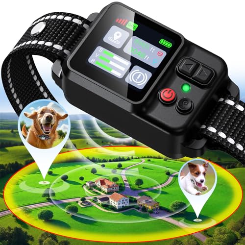 PRTRFLC GPS Wireless Dog Fence System,Invisible Electric Fence for Dogs,Adjustable Range 49-6561ft,3 Training Mode,Magnetic Charging,Waterproof,Pet Containment System for Outdoor Use (Matte)