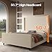 Queen Size Upholstered Cloud Platform Bed Frame, Wingback Bed with 50.7