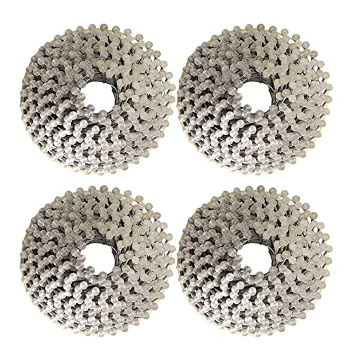 Kimllier KM-1589998-612558-LR 1200 Count Coil Siding Nail Full Round Head Wire Collated Coil 15-Degree 1-3/4-Inch X .090-Inch Ring Shank 304 Stainless Steel Siding Nails thumb #1