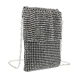 Artibetter Bolso de Mano Negro Brillantes para Mujer, Bolso de Noche Cremallera, Tamaño Compacto para Teléfono y Cosméticos, Adecuado para Banquetes y Eventos Obsequios
