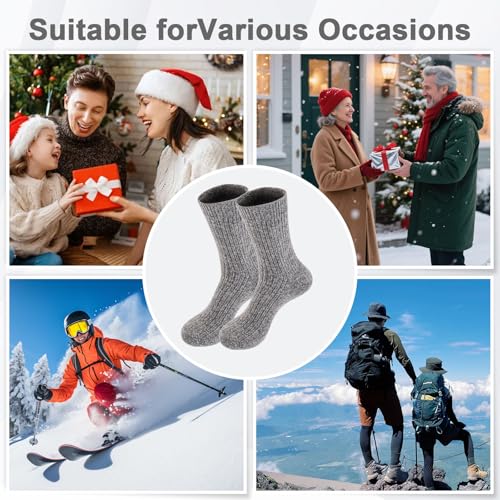 Image of CHAO RAN 3 Pairs Mongolia Wool Cashmere Socks for Men Winter Warm Male Socks Thick Soft Dress Crew Socks