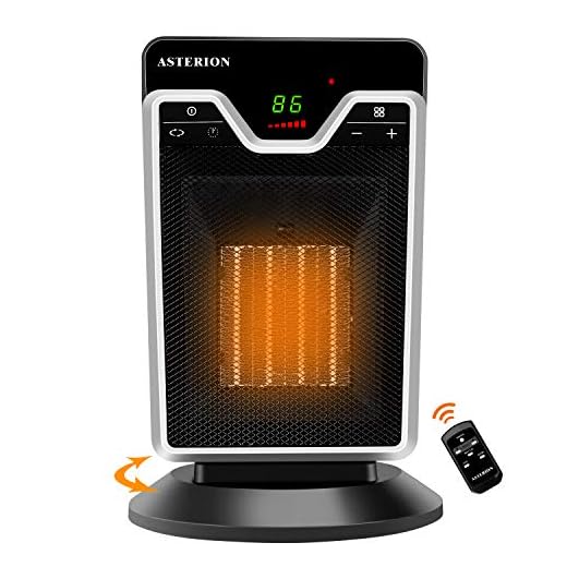 Space Heater for Indoor Use, ASTERION Portable Office Heater with Adjustable Thermostat, Ceramic Oscillating Heater with 24H Timer Remote Tip Over Overheating Protection for Home Bedroom , 1500W Black