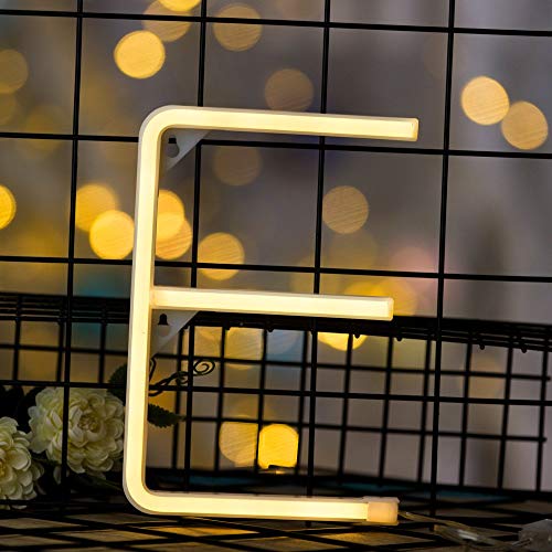 Image of ENUOLI Warm White Neon LED Letters Sign Light up Alphabet Neon Signs (E) | Battery /USB Operated Marquee Art Words Neon Lights for Festival Bar Club Wedding Birthday Party Christmas Wall Home Decor