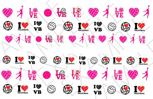 Volleyball Water Nail Art Transfers Stickers Decals - Set of 68 - A1266