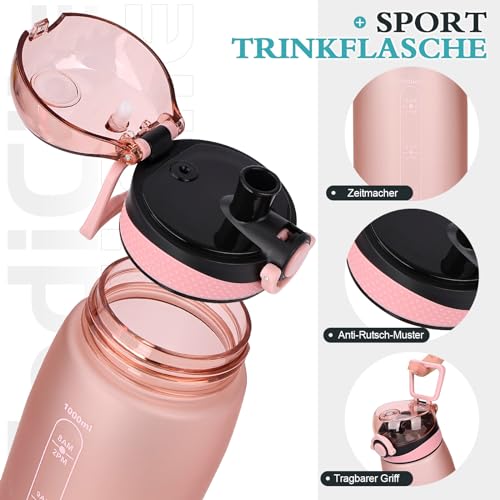 CodiCile Trinkflasche 1L, Wasserflasche 1L BPA-Frei, Auslaufsichere 1 Liter Trinkflasche, Tritan Sportflasche mit Filter für Fitness… – Ansicht 5