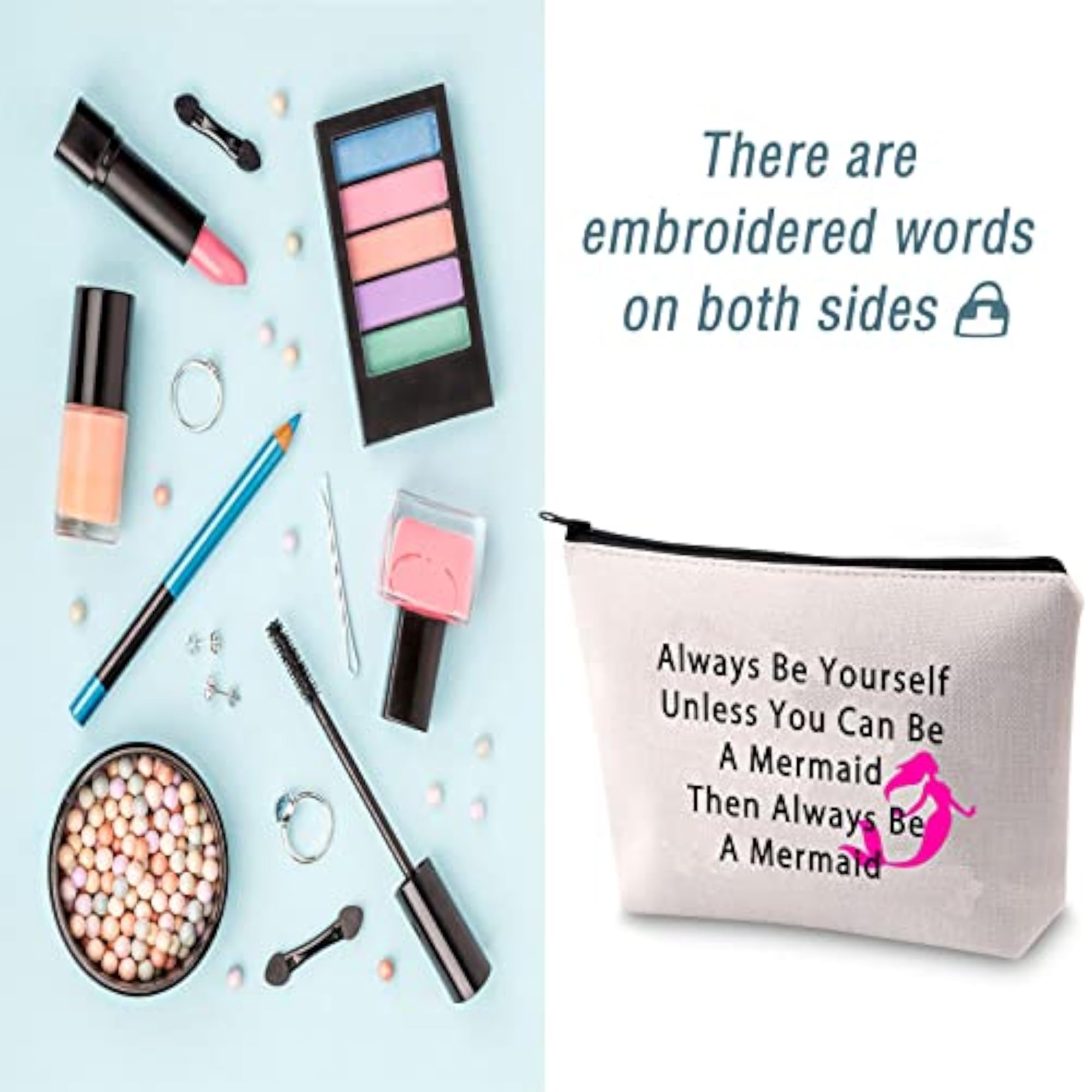 Inspirational Mermaid Quote Cosmetic Bag, Gift for Her