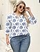 Rapbin 4X Womens Tops Plus Size Fashion Floral Printed Loose V Neck 3/4 Length Sleeve Shirts Peasant Blouse 2025 Summer Outfits (Blue Floral 4XL)