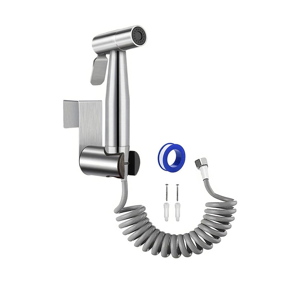 Toilet Bidet Sprayer Hose Kit with Hanger Spray Bidet Attachment Water Pressure Control Adjustable Stainless Steel Diaper Bidet