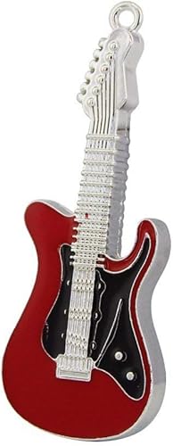 32GB USB 2.0Flash Drive Metal en forma de música, guitarra Pen Drive Memory Stick pulgar Drive, Rojo Negro