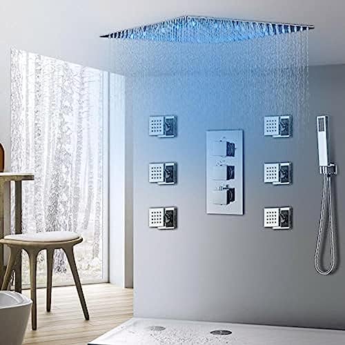 Colonne de douche thermostatique LED 10" avec mitigeur encastrable pour salle de bain moderne