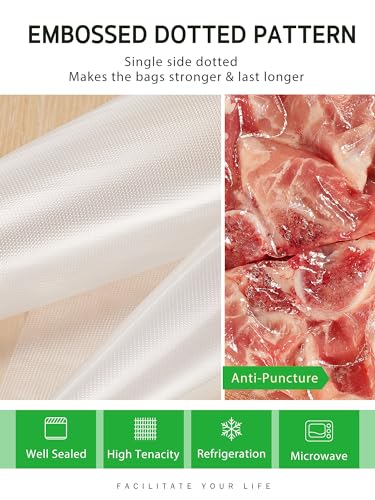 Syntus 11\" x 75\' and 8\" x 75\' Food Vacuum Seal Roll Keeper with Cutter Dispenser, Commercial Grade Vacuum Sealer Bag Rolls, BPA Free Food Vac Bags, Ideal for Storage, Meal Prep and Sous Vide