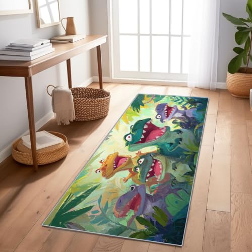 Tapis de sol cuisine et salle de jeu motif jungle vert 80x300 cm - 3