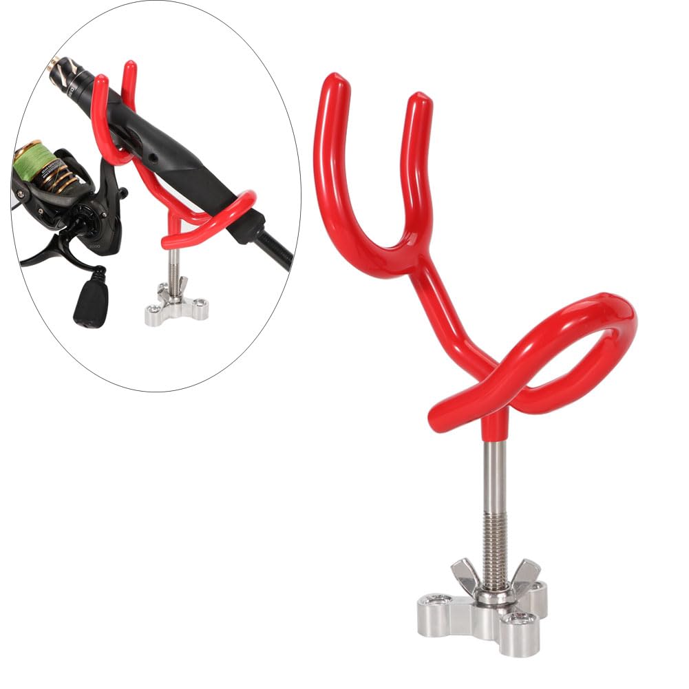 Lot de 4 supports de canne à pêche en acier avec revêtement en PVC à 20 degrés Rouge