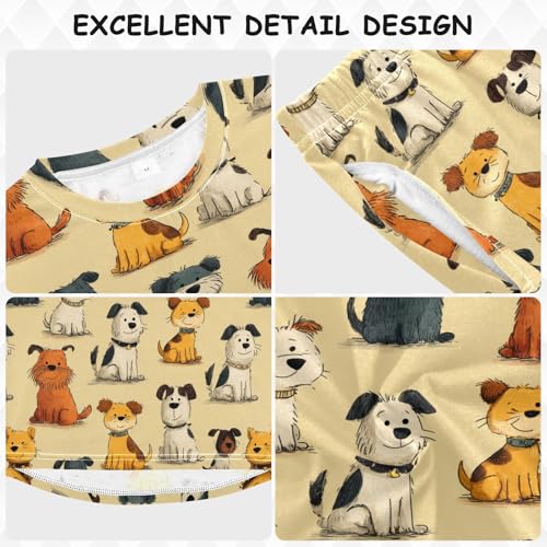 Long Sleeve Pajama Set for Girls Boys Kids,Cute Dogs Cats Pattern Print Comfy Nightwear Soft Loungewear,Family Matching PJs Underwear Set 4T3