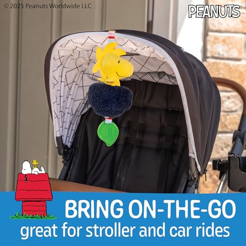 Image of Kids Preferred Peanuts Charlie Brown Snoopy and Woodstock Baby Pulldown Sensory Toy for Kids & Toddlers with Teether Rattle & Stroller Car Seat Loop